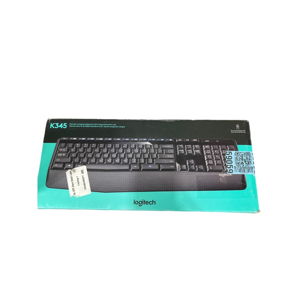 Logitech K345 Wireless Keyboard Full Size Integrated Palm Rest Black 920-006491
